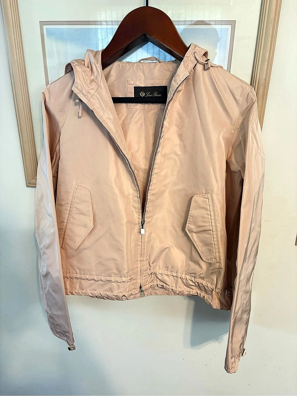 Loro Piana Gareth Pink Hooded Raincoat Size 38 Like New